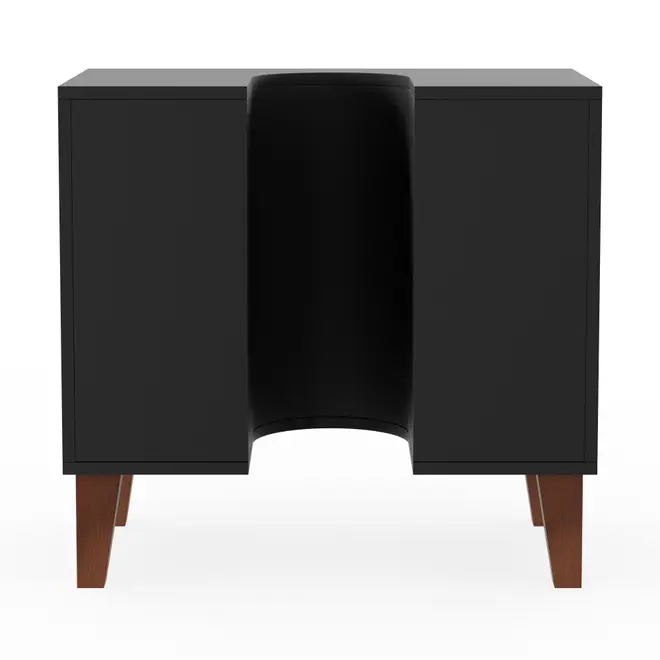 GABINETE DE BANHEIRO COLUNA 1 PORTA/3 GAVETAS LIVA - PRETO/NOZES - Foto 4