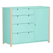 CÔMODA 4 GAVETAS/1 PORTA 1,07 M X 42 CM PIN PLAY - NATURAL WASHED/MENTA - Foto 25