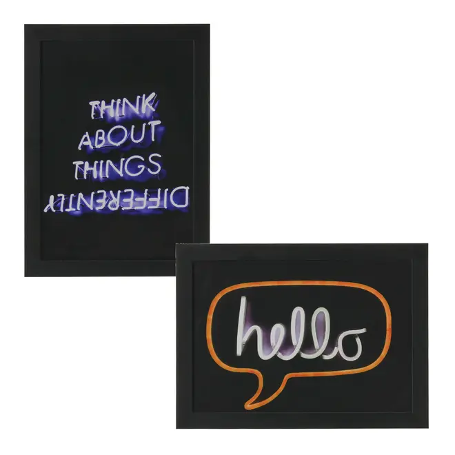 KIT QUADROS C/2 HELLO/DIFFERENT - BRANCO - Foto 1