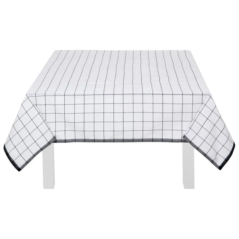TOALHA DE MESA 1,40 M X 2,10 M DIA TÁ NA MESA - BRANCO/PRETO - Foto 1