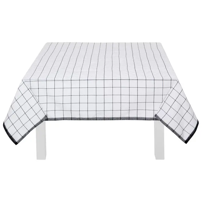 TOALHA DE MESA 1,40 M X 2,10 M DIA TÁ NA MESA - BRANCO/PRETO - Foto 1