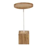 MESA LATERAL REDONDA 30 CM CUBO CAFEZAL - KAFE MADEIRA/BRANCO - Foto 1