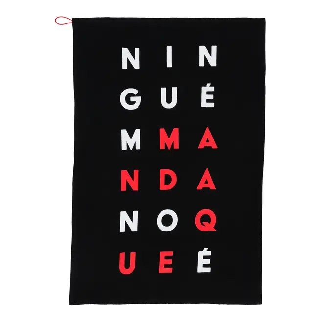 PANO DE PRATO TUDO OU TUDO NINGUÉM - PRETO/VERMELHO - Foto 1