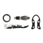 KIT PARA VINHO COM 4 PEÇAS TICINO - PRETO/INOX - Foto 1