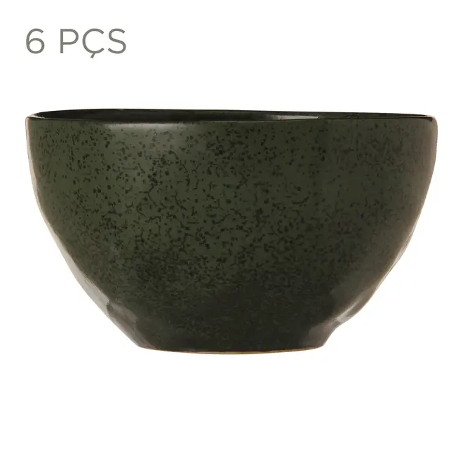 JOGO TIGELA 13 CM C/6 PÇS GEO ORGÂNICO - VERDE ESCURO/PRETO - Foto 1