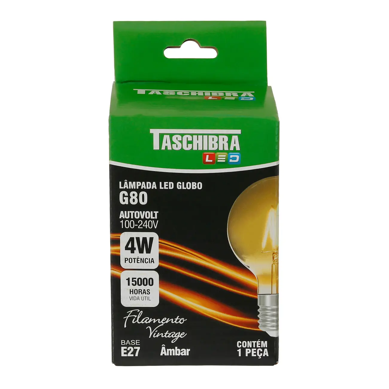 LÂMPADA LED FILAMENTO VINTAGE G80 4W 2200K E27 127/220V - AMARELO - Foto 2