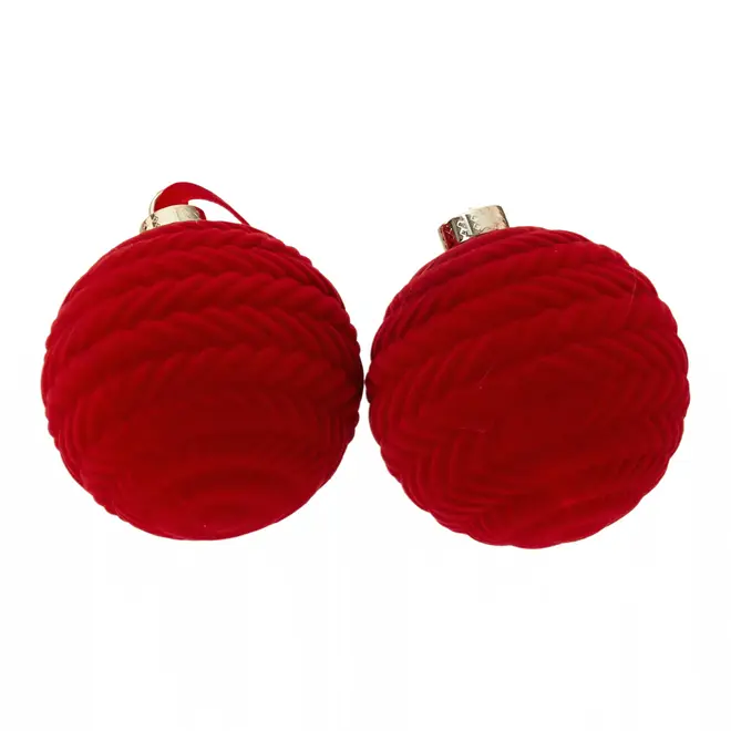 PINGENTE BOLA CORDA 8 CM SANTA ROCKS C/2 - VERMELHO - Foto 2