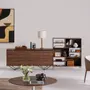 BUFFET 4 PORTAS BASCULANTES 1,60 M X 45 CM HEPTA - PAU FERRO/PRETO - Foto 26