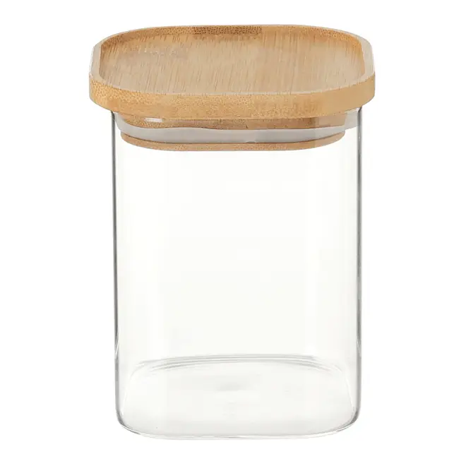 POTE 450 ML BAMBOO BORUS QUADRADO - INCOLOR/BAMBU - Foto 1