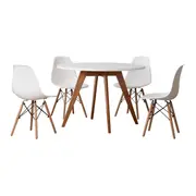 MESA REDONDA COM 4 CADEIRAS TAVE/WOOD - FAIA/BRANCO - Foto 1
