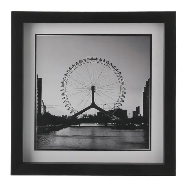 QUADRO 30 CM X 30 CM LONDON EYE - PRETO/BRANCO - Foto 1
