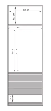 GUARDA-ROUPA 2 PORTAS 3 GAVETAS 45 MAXIMUS - BRANCO - Foto 2