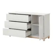 CÔMODA 3 GAVETAS/1 PORTA 1,36 M X 45 CM DULCE - BRANCO/NATURAL WASHED - Foto 4