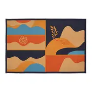 LUGAR AMERICANO DUPLA-FACE TECIDO 34 CM X 50 CM MULHER PÁSSARO - AZUL/TERRACOTA - Foto 1