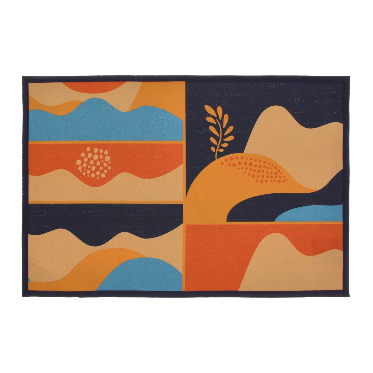 LUGAR AMERICANO DUPLA-FACE TECIDO 34 CM X 50 CM MULHER PÁSSARO - AZUL/TERRACOTA - Foto 1