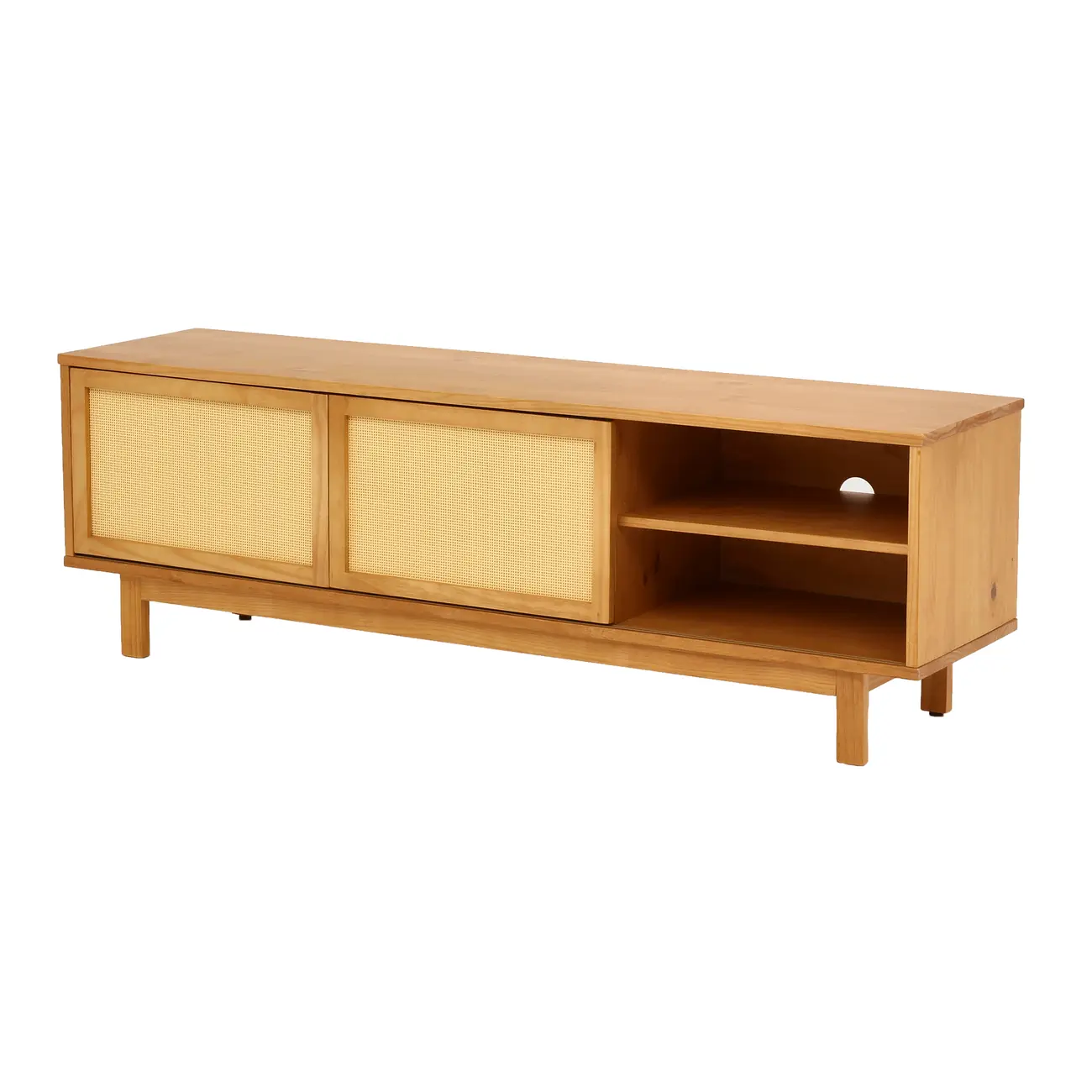 RACK 2 PORTAS DE CORRER COM PALHINHA 1,60 M X 40 CM PALHANDI - AMÊNDOA/NATURAL - Foto 6