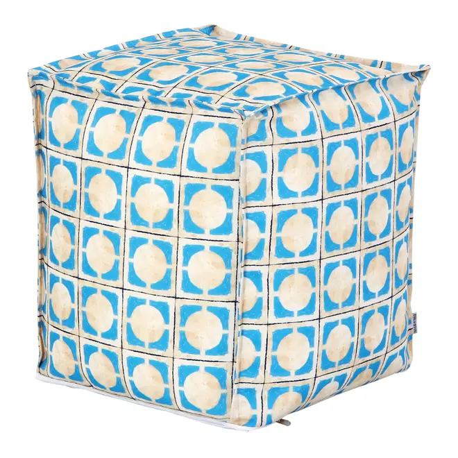 PUFF 45 CM X 45 CM SAUDADE TROPICAL AZULEJOS - AZUL HISTÓRICO/MULTICOR - Foto 1