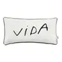 ALMOFADA 60 CM X 30 CM MANUSCRITO VIDA RAIZES - OFF WHITE/PRETO - Foto 1