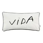 ALMOFADA 60 CM X 30 CM MANUSCRITO VIDA RAIZES - OFF WHITE/PRETO - Foto 1