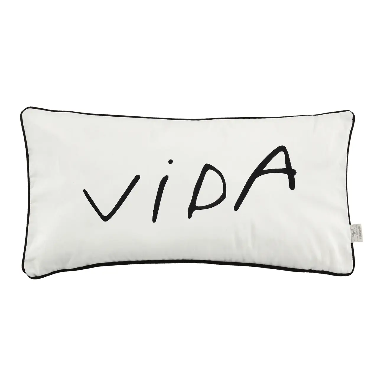 ALMOFADA 60 CM X 30 CM MANUSCRITO VIDA RAIZES - OFF WHITE/PRETO - Foto 1