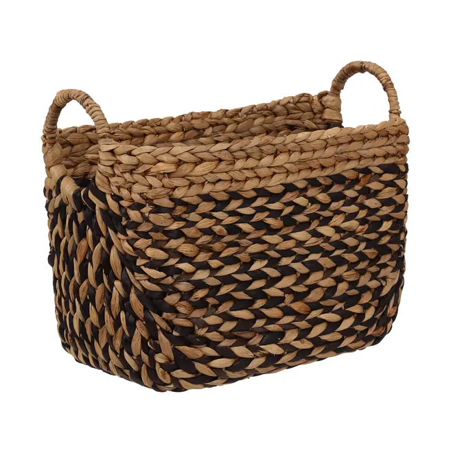CESTO 25 CM X 40 CM X 33 CM AGUAPÉ - FIBRA NATURAL/PRETO - Foto 5