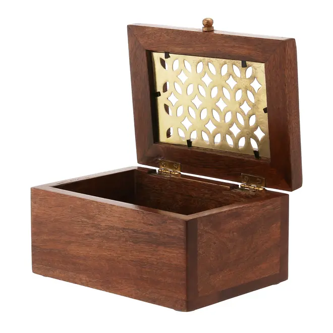 CAIXA DECORATIVA 17 CM X 14 CM X 9 CM BERWICK - NOZES/OURO VELHO - Foto 5