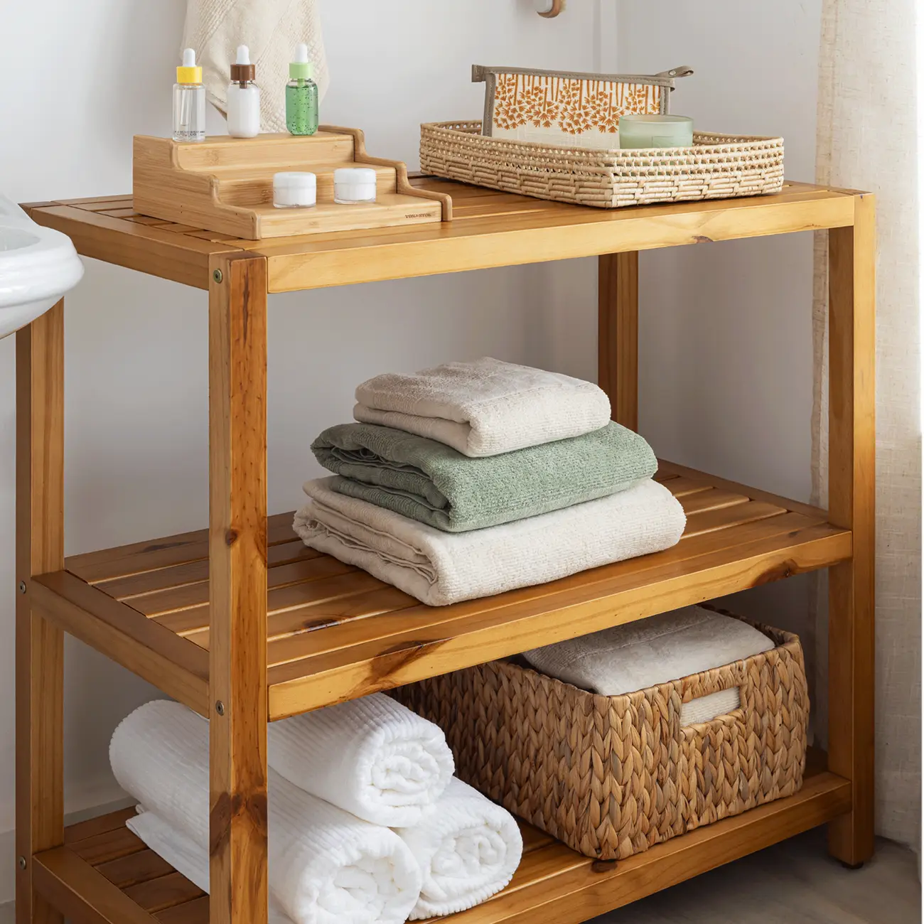 GABINETE PARA BANHEIRO COM 3 PRATELEIRAS 80 CM X 80 CM SPAZ - AMÊNDOA - Foto 6
