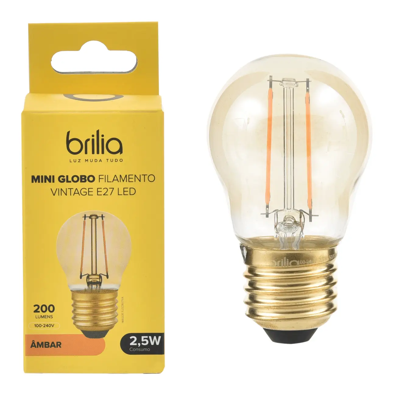 LÂMPADA LED FILAMENTO G45 E27 2,5W 127/220V BRILIA - HANBAR - Foto 2