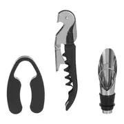 KIT PARA VINHO 3 PÇS TICINO COMPACT - PRETO/INOX - Foto 1