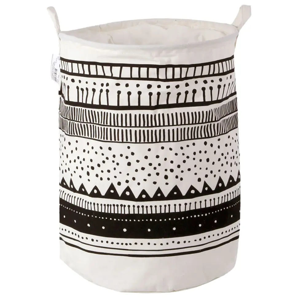 CESTO PARA ROUPA MIREMBA - BRANCO/PRETO - Foto 2