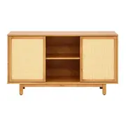 BUFFET 2 PORTAS DE CORRER COM PALHINHA 1,40 M X 40 CM PALHANDI - AMÊNDOA/NATURAL - Foto 1