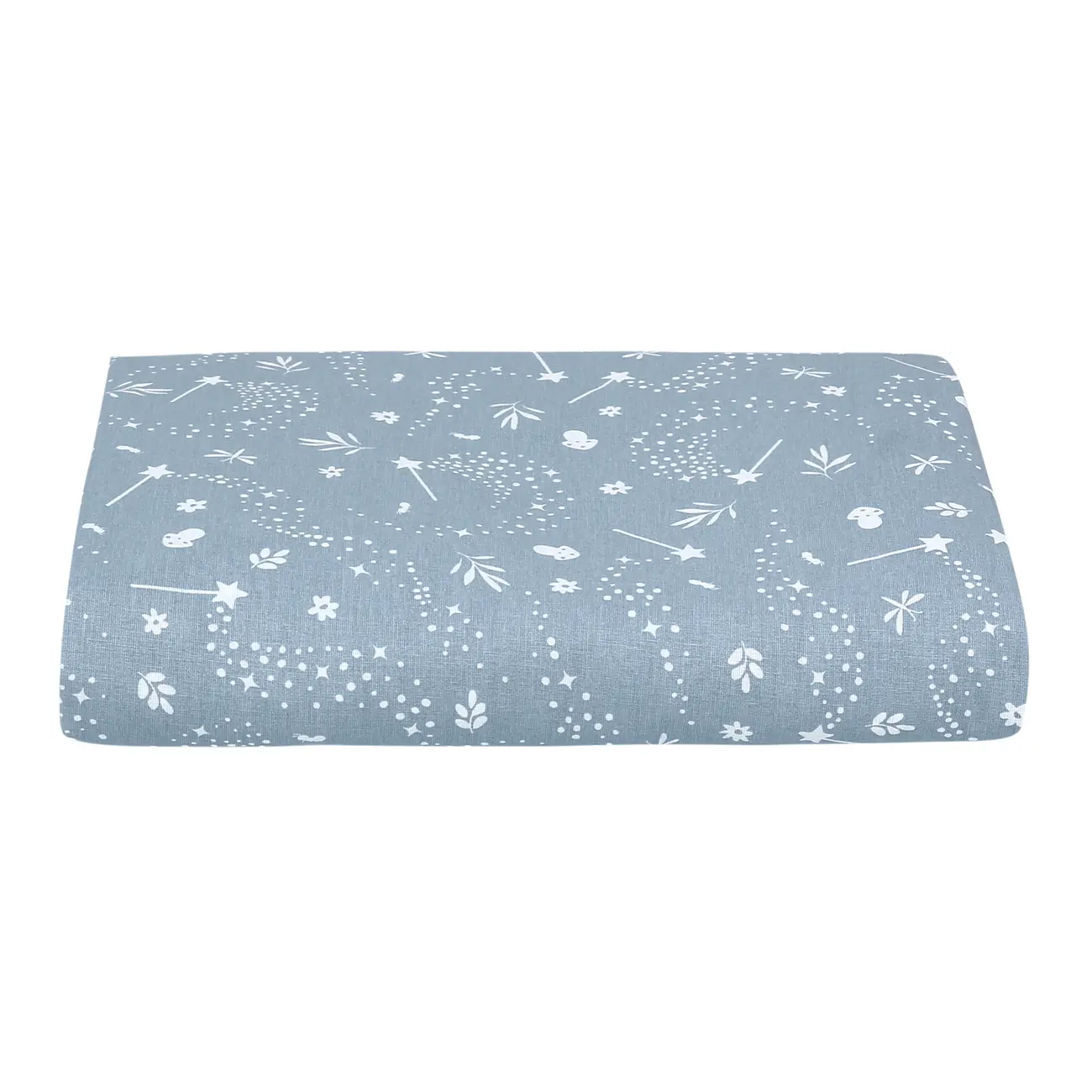 LENÇOL COM ELÁSTICO SOLTEIRO 88 CM X 1,88 M X 30 CM DELICADÊ CADÊ - BLEU CENDRÉ/OFF WHITE - Foto 1