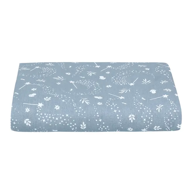 LENÇOL COM ELÁSTICO SOLTEIRO 88 CM X 1,88 M X 30 CM DELICADÊ CADÊ - BLEU CENDRÉ/OFF WHITE - Foto 1