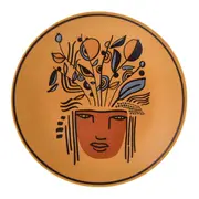 PRATO SOBREMESA MULHER PÁSSARO FLORESTA - ARGILA CRUA/MULTICOLOR - Foto 1