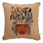 ALMOFADA 43 CM X 43 CM MULHER PÁSSARO - TERRACOTA/MULTICOR - Foto 1