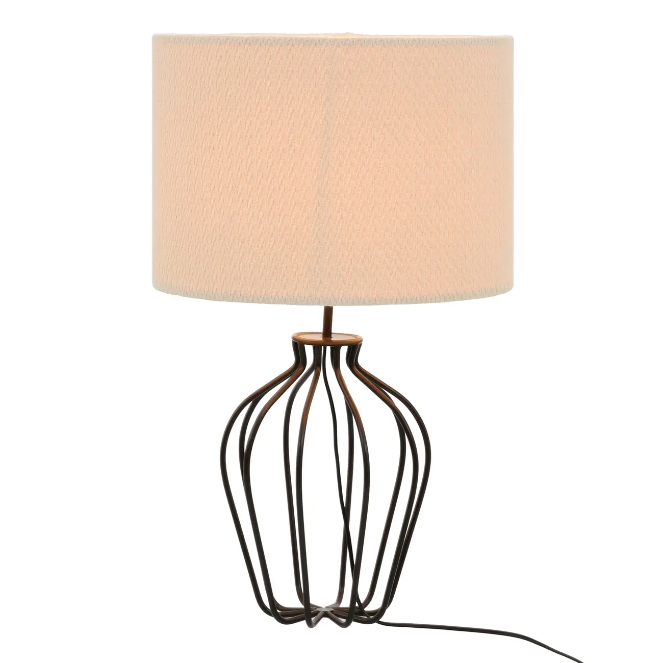 LUMINÁRIA DE MESA ANFORA C/CUP CHEVRON - CASTANHO/NATURAL - Foto 1