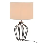 LUMINÁRIA DE MESA ANFORA C/CUP CHEVRON - CASTANHO/NATURAL - Foto 1