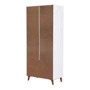 GUARDA-ROUPA 2 PORTAS/3 GAVETAS LIN - BRANCO/NOZES - Foto 8