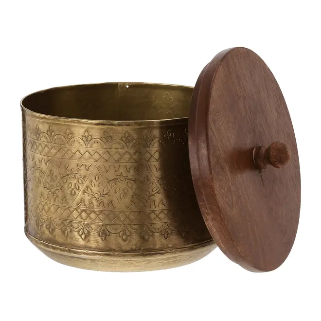 CAIXA DECORATIVA 16 CM X 14 CM PROA - OURO VELHO/NOZES - Foto 3