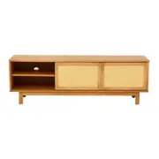 RACK 2 PORTAS DE CORRER COM PALHINHA 1,60 M X 40 CM PALHANDI - AMÊNDOA/NATURAL - Foto 2