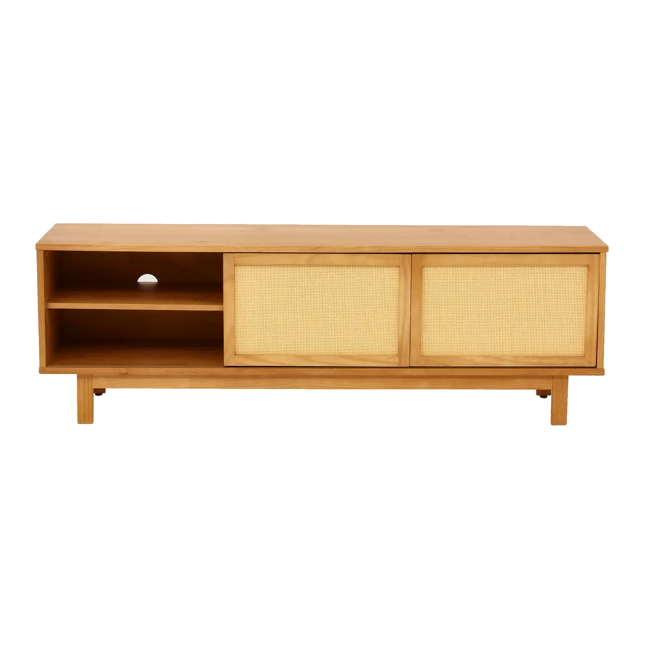 RACK 2 PORTAS DE CORRER COM PALHINHA 1,60 M X 40 CM PALHANDI - AMÊNDOA/NATURAL - Foto 2