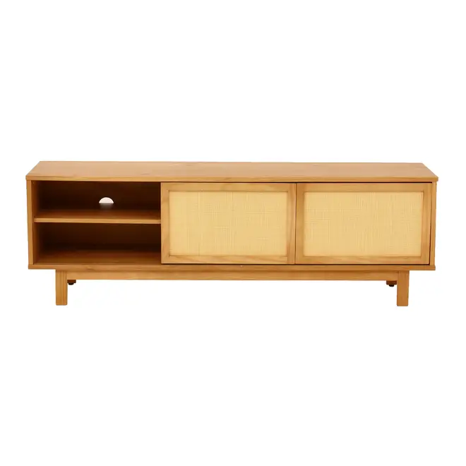 RACK 2 PORTAS DE CORRER COM PALHINHA 1,60 M X 40 CM PALHANDI - AMÊNDOA/NATURAL - Foto 2