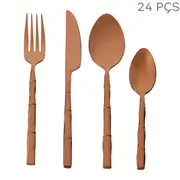 FAQUEIRO 24 PEÇAS PARA 6 PESSOAS TAQUARA STEEL LUXY - COBRE - Foto 1