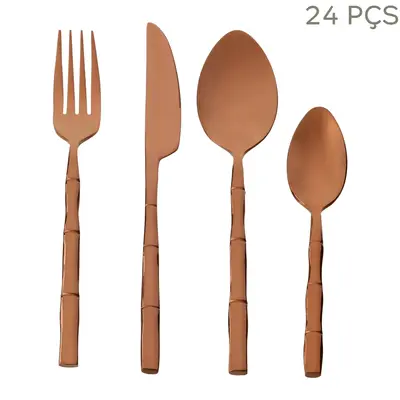 FAQUEIRO 24 PEÇAS PARA 6 PESSOAS TAQUARA STEEL LUXY