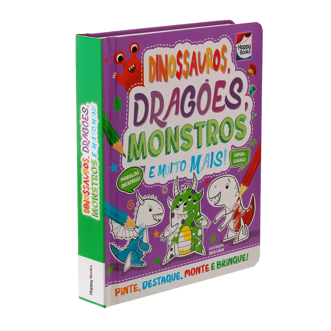 LIVRO COLORIR E MONTAR: DINOSSAUROS, DRAGOES, MONSTROS - MULTICOR - Foto 3