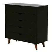 CÔMODA 5 GAVETAS 90 CM X 40 CM LIN - PRETO/NOZES - Foto 2