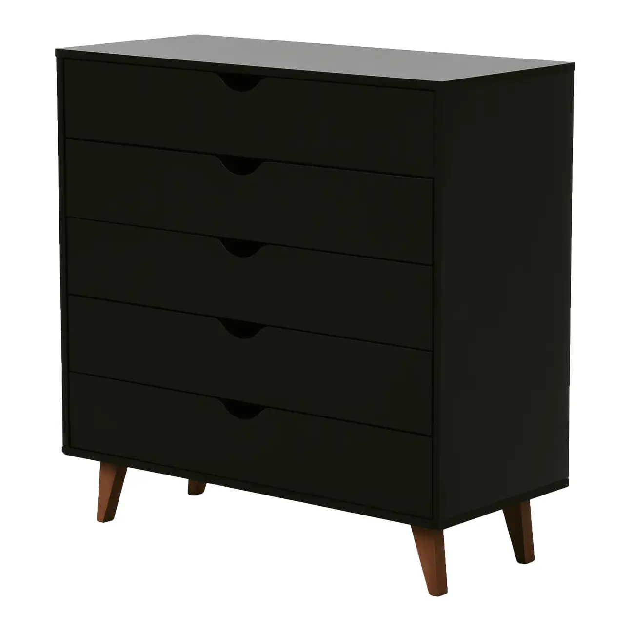 CÔMODA 5 GAVETAS 90 CM X 40 CM LIN - PRETO/NOZES - Foto 2