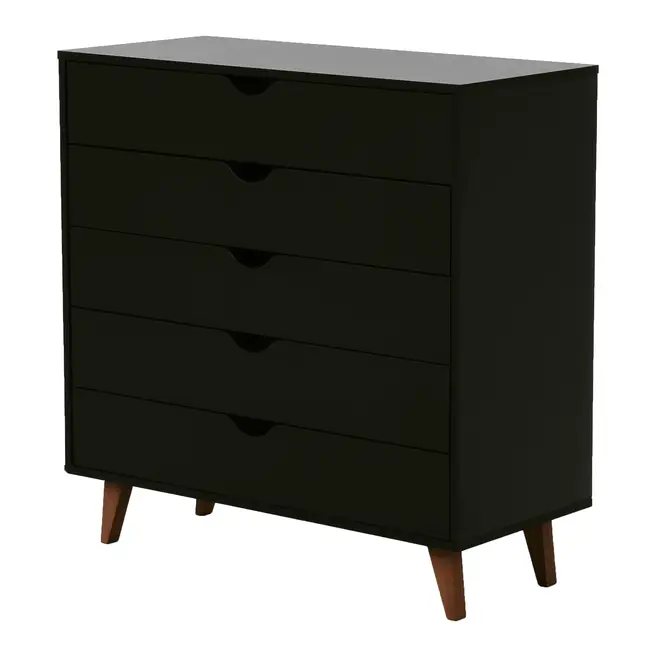 CÔMODA 5 GAVETAS 90 CM X 40 CM LIN - PRETO/NOZES - Foto 2