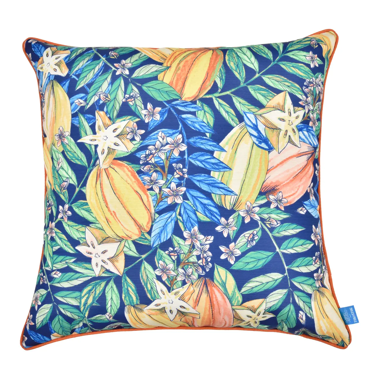 ALMOFADA 60 CM X 60 CM SAUDADE TROPICAL CARAMBOLAS - AZUL HISTÓRICO/MULTICOR - Foto 1