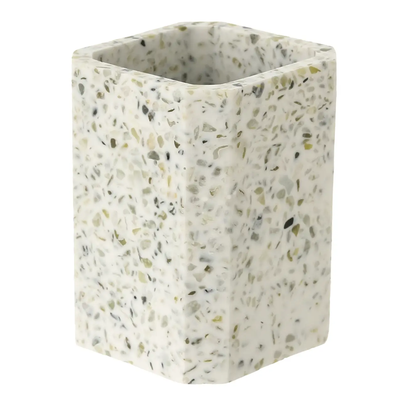 PORTA-ESCOVA/PASTA TERRAZZO FUSION - BRANCO/ESTANHO - Foto 2